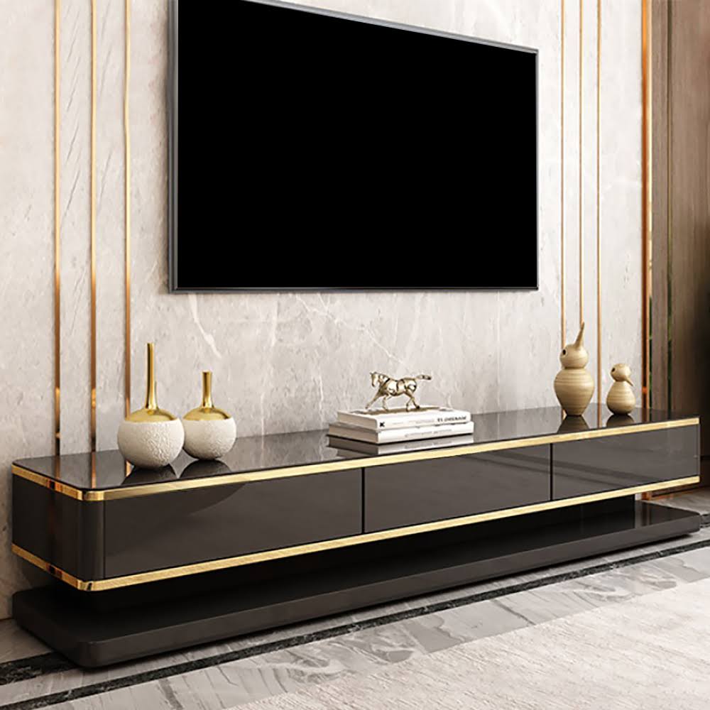 78.7 Tv Media Console 3 Drawers Tempered Glass Tvs Up To 78