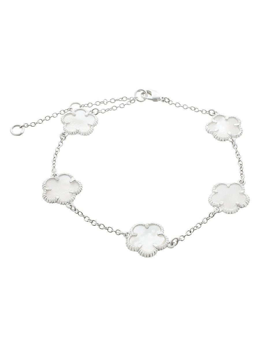 Womens Clover Mother Of Pearl Charm Bracelet