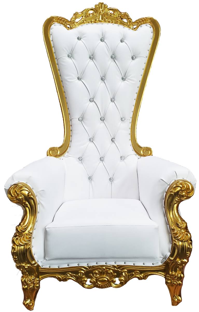 Throne Chair - Gold/White