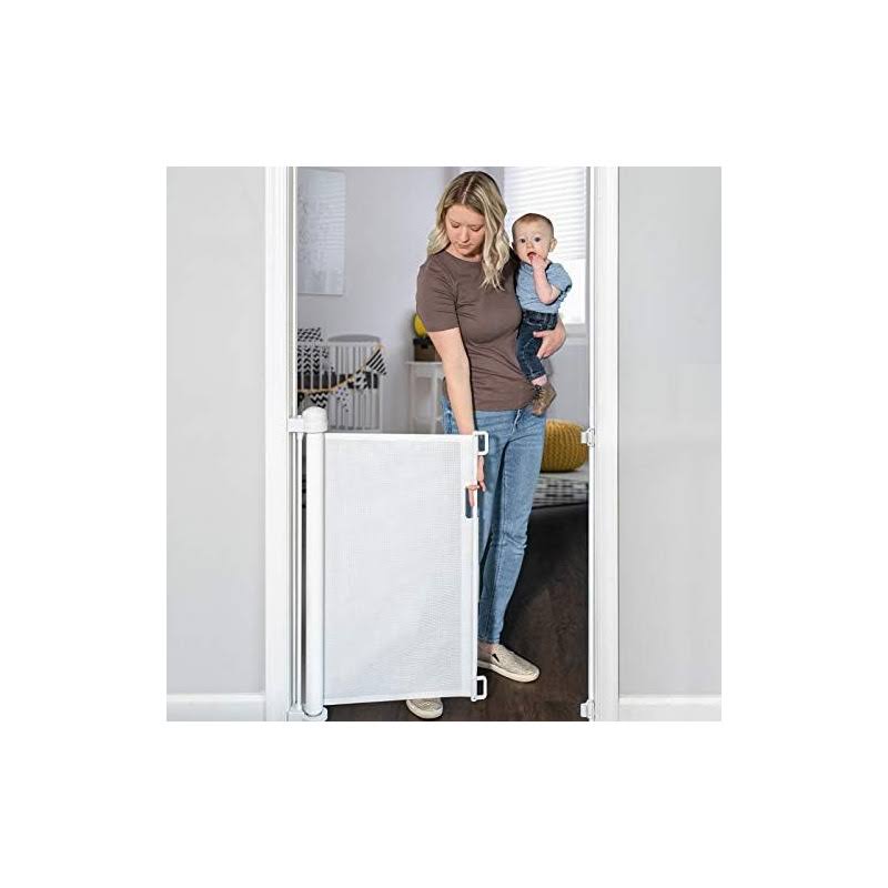 Retractable Baby Gate, Extra Wide Safety Kids Or Pets Gate 33 Tall