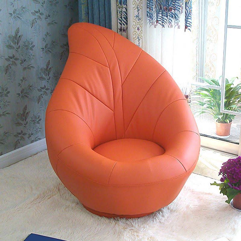 Leather Swivel Chair 30.7l X 30.7w X 37.7h Arms Included Chair For Living Room - Orange