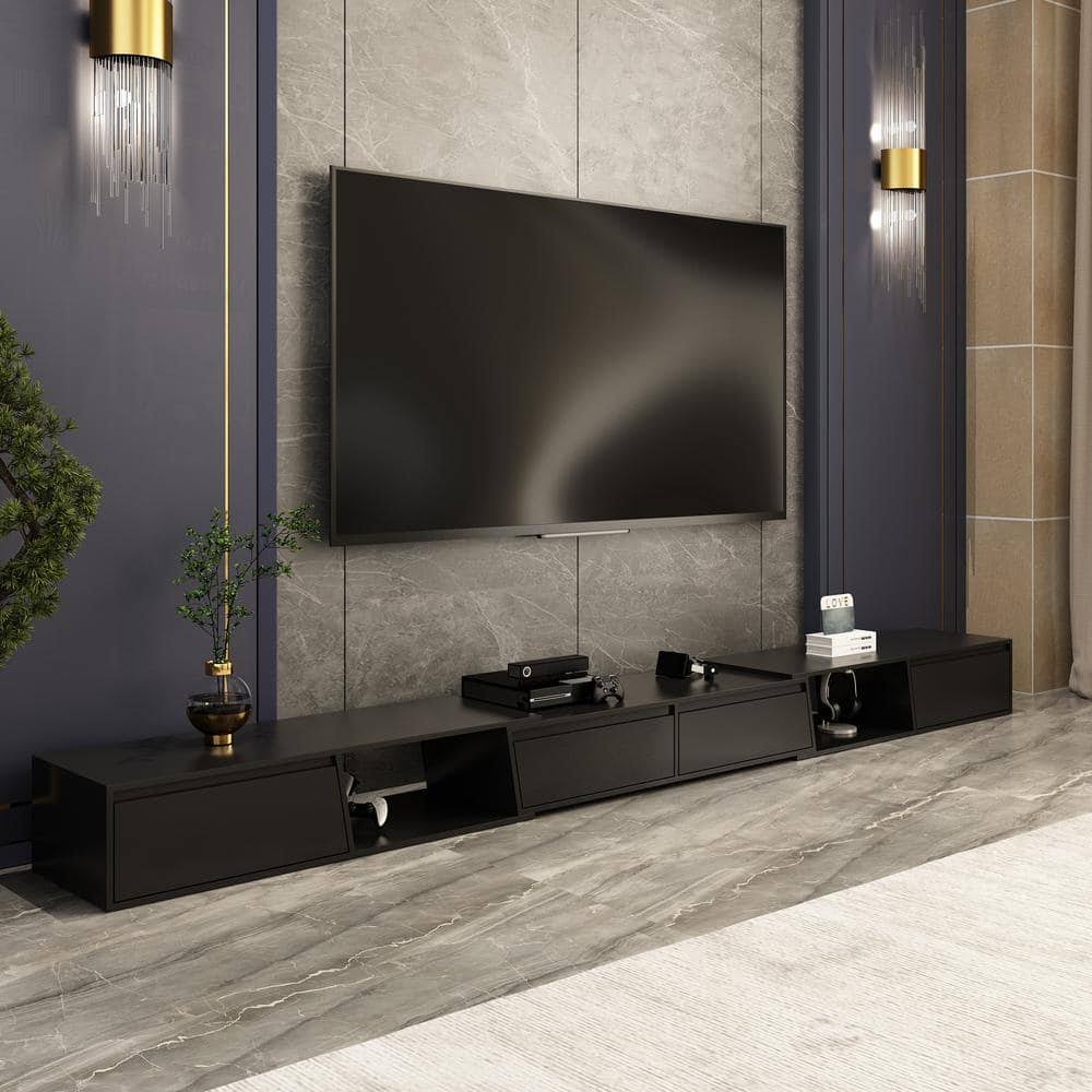 Wood White Tv Media Console Entertainment Center With Adjustabl