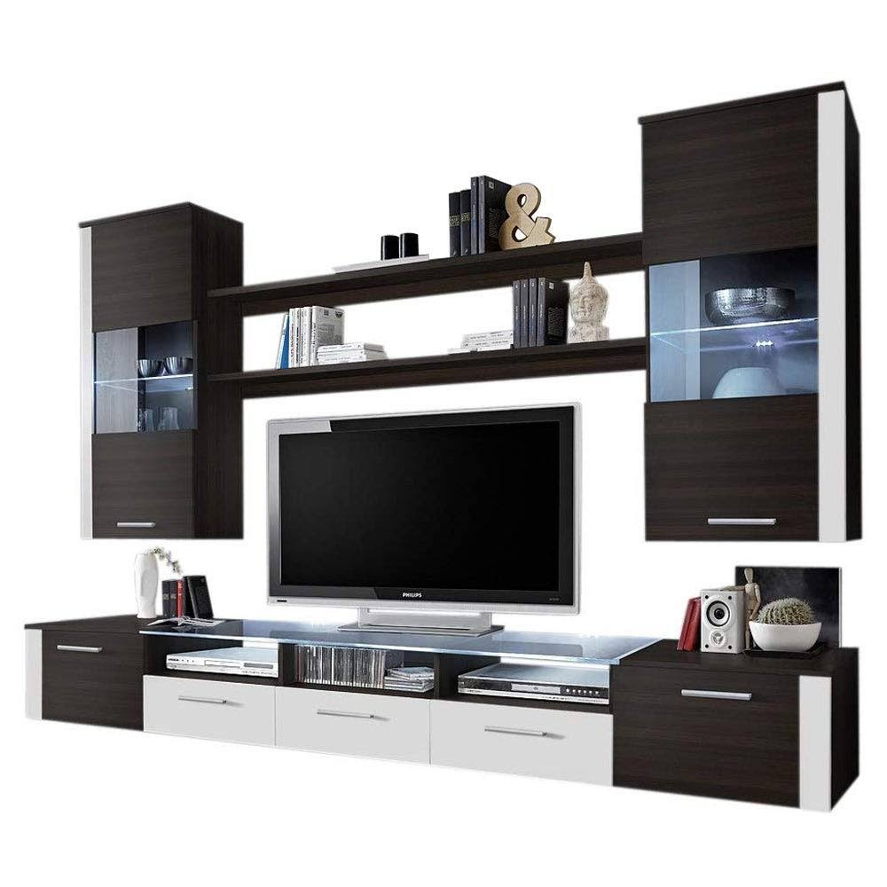 Furniture Fresh Wall Unit Modern Entertainment Center With Led Lights