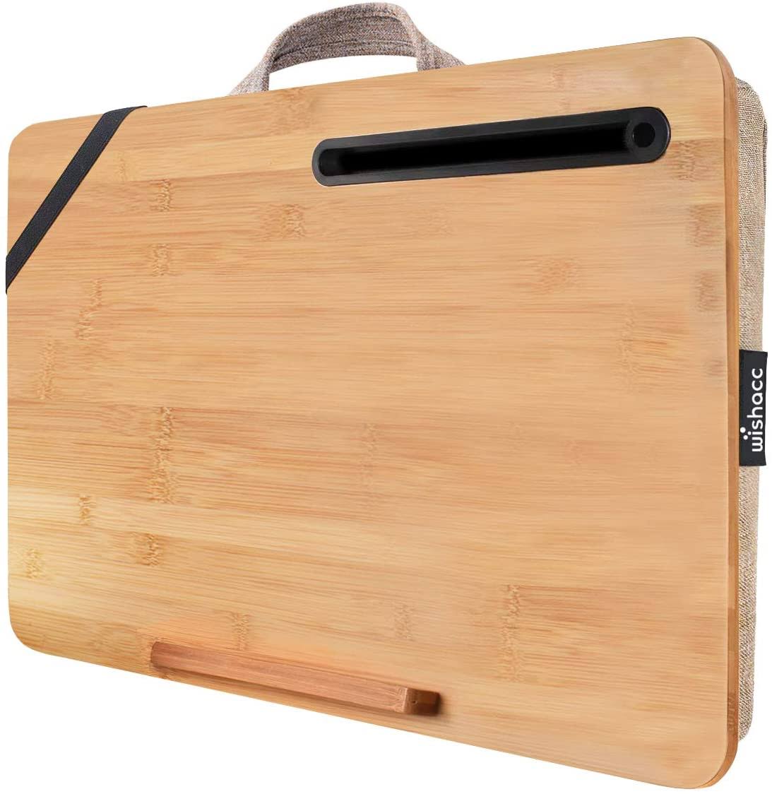Lap Desk,Wishacc Portable Bamboo Lap Desk Tray For Home Office