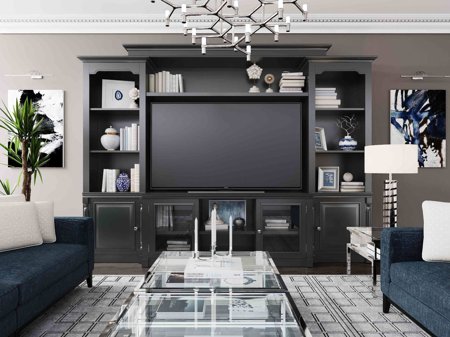 Charcoal Entertainment Center For Tvs Up To 65, Black Traditional Walls From Coleman Furniture