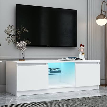 Tv Stand With 16 Colors Led Remote Control Lights Tv Console Cabinet Table For Tv Up