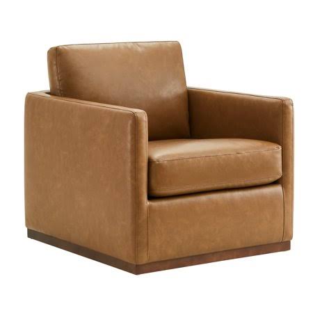 Accent Chair Club Arm Chair Faux Leather In Saddle