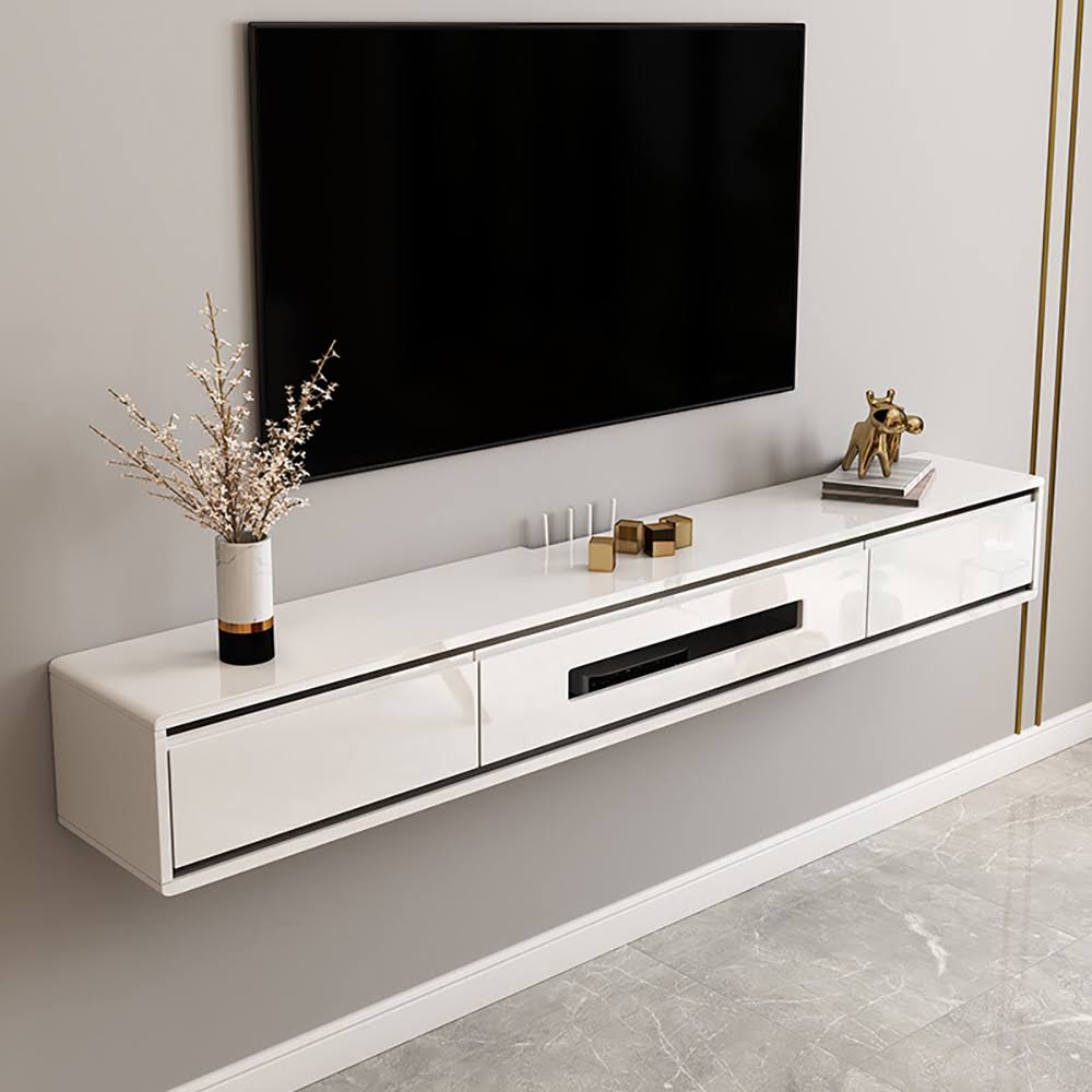 70.9 White Tv Stand Postmodern Minimalist Floating Media Console With Storage